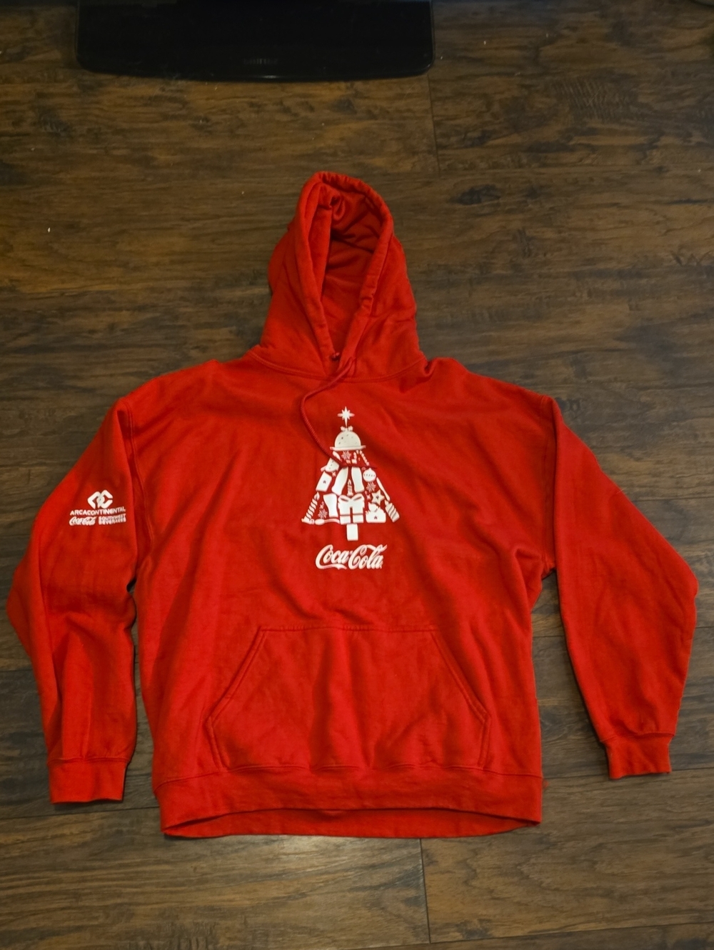 Coca Cola Red Hoodie with White Holiday Logo - Men's Sweatshirt